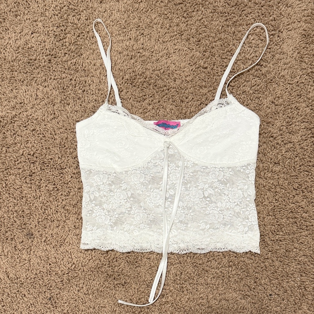 Edikted Floral Lace Top in White
